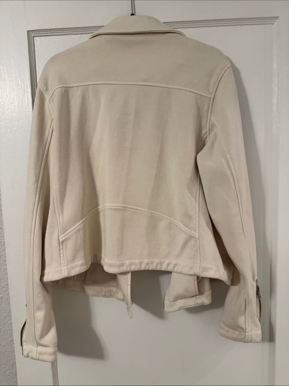 Anthropologie Cream Moto Jacket with Silver Hardware - Picture 4 of 4